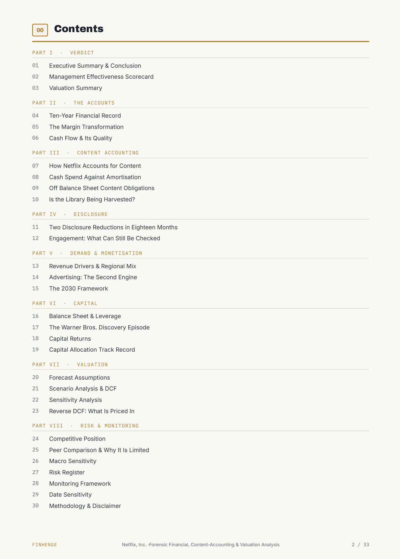 Netflix (NFLX) Forensic & Valuation Analysis — 33-Page Report