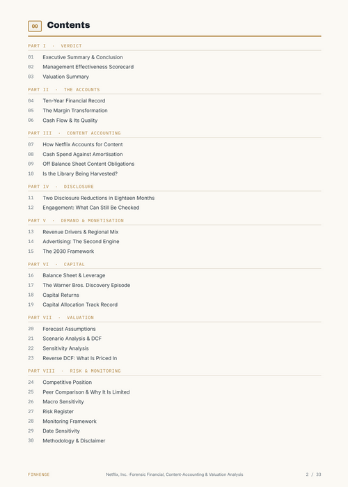 Netflix (NFLX) Forensic & Valuation Analysis — 33-Page Report